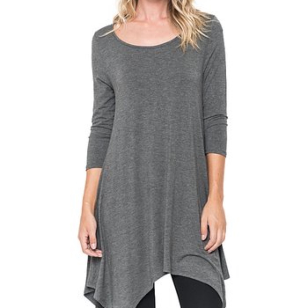 Caralase heather gray tunic top